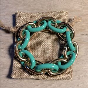 Gold and Kelly green chain link bracelet